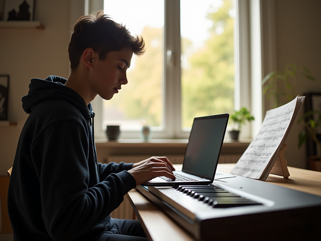 Online piano lesson